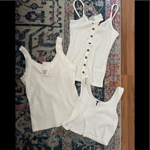 H&M white tops 2 new with tags and 1 WF cropped white tank